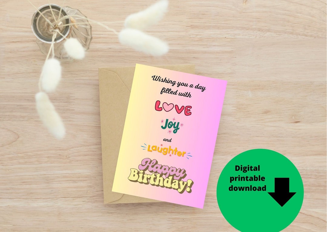 Happy Birthday Card DIGITAL Download Birthday Card Etsy