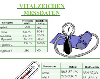 Lernzettel zu Vitalzeichen und zur Krankenbeobachtung