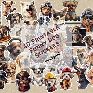 40 Printable Funny Dog Stickers SVG PNG. Digital Dog Meme Stickers Bundle for Instant Print, Crafts, Planner | Cricut, Silhouette Friendly.
