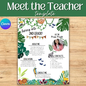 Meet The Teacher Template I Meet The Teacher Editable Jungle  I Meet your Teacher I Back to School I Curriculum Night I Meet The Teacher