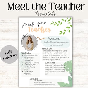 Meet The Teacher editable I I Meet the teacher Plants template I Editable Teacher I Teacher Bundle I Canva Template I Meet The Teacher Night