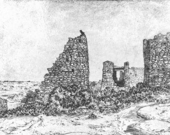 Hovenweep Castle- handmade intaglio print