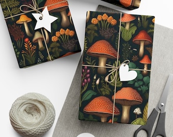 Mushroom Wrapping Paper, Cottagecore Gift Wrap Papers