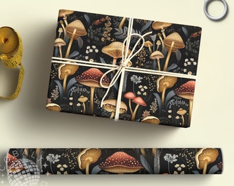 Mushroom Wrapping Paper, Cottagecore Gift Wrap Papers