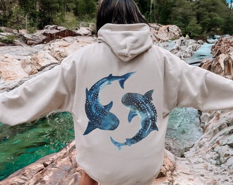 Ocean Inspired Style Whale Shark Hooded Sweatshirt, Mermaid Core Hoodie, Coconut Girl Granola Girl Hoodie, Hawaii Earth Day