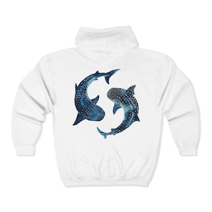 Moletom com capuz e zíper frontal unissex Whale Shark Yin Yang Heavy Blend™