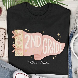 Cute Custom Pennants Flag Teacher Shirt, Preppy Back to School Shirt, School Spirit Tee, Coquette Bow Pre-K Pennant Flag,