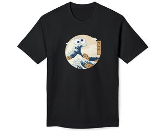 Cookiegawa Tsunami T-shirt, Black Unisex Tee, Made in US, Ocean Wave Graphic Shirt, Beach Lover Gift