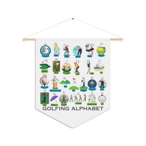 Wimpel golfalfabet: leuke sportmuurdecoratie, kinderkamerdecoratie