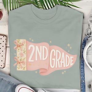 Super Cute Custom Pennants Flag Teacher Shirt, Preppy Back to School Shirt, School Spirit Tee, Coquette Bow Pre-K Pennant Flag,