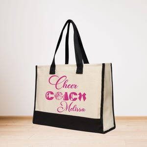 Personalized Cheer Coach Tote Bag: Cotton Competition Bag