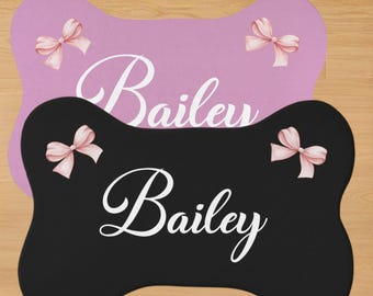 Custom Dog Mat, Bone Shaped Pet Feeding Mat: Personalized Non-Slip Dog Food Mat