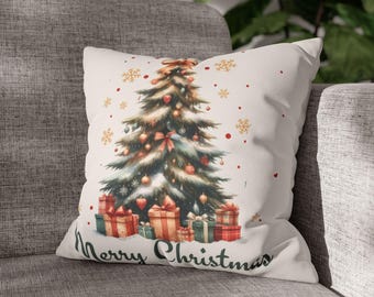 Christmas Tree Pillow Case, Holiday Sofa Cushion, Festive Home Decor, Christmas Throw Pillow,, Winter Decorative Accent, Seasonal Living