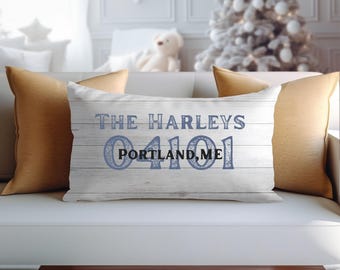 Personalized Zip Code Pillow,Family Name Pillow, Custom Housewarming Gift,Realtor gift,gifts for Newlywed,  New Home Present