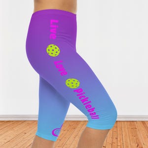 Live Love Pickleball Capri Leggings: Women&#39;s Yoga Style Tights