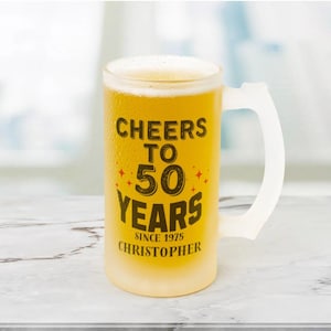Personalized Birthday Beer Stein: Frosted 16oz Custom Year Gift,Personalized for any year