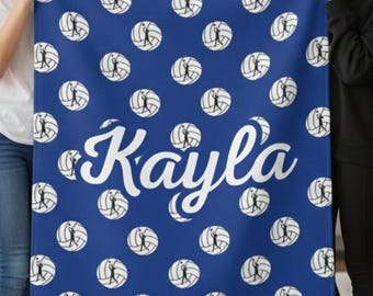 Gepersonaliseerde sherpadeken volleybal, deken met naam volleyballiefhebber, op maat gemaakt cadeau voor volleybalspeler