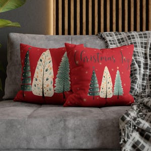 Christmas Tree Pillow: Faux Suede Double Sided Holiday Decor, VIntage Design