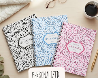 Personalized 2026 Hardcover Planner, Leopard Print Planner, Custom Undated weekly Planner, Custome planner gifts