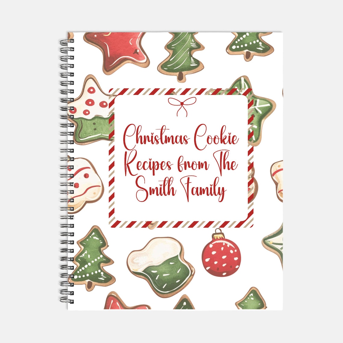 Christmas Cookie Recipe Book Hardcover Heirloom Cookbook,personalized