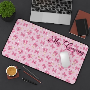 Personalized Teacher Desk Mat,Tumblers,Notebooks,Cute Classroom Decor,Teacher Accessories,Back to School Gifts.teacher mousepad,bow coquette