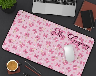 Personalized Desk Mat, Pink Bow ,Cute Classroom Deskmat,Teacher Accessories,Back to School Gifts.teacher mousepad, matching accessories