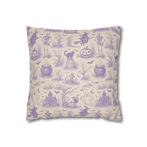 Halloween Toile Pillowcase, Decor for Fall, Cozy Halloween Home Accent, Scary Chic Cushion Cover, Ghost and Pumpkin Decor,Gothic Decor