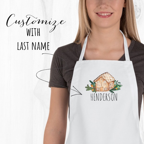 Personalized Christmas Apron for Women, Gingerbread Custom Apron, Christmas Gift for Mum, Gingerbread Decoration, Christmas Cookie Gifts