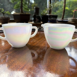 Federal Glass Moonglow Cream och öppet socker cirka 1950-talet