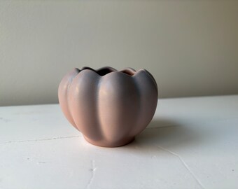 Van Briggle Art Pottery Vase, Rare Ombre Two Tone Pink and Blue Lotus Flower Vase, Carolyn French 1986-1994