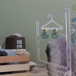 18mm Green Aventurine Healing Crystal Donut 18k Gold Plated Chunky Hoop Earring