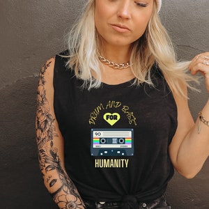 Drum and Bass for Humanity Tank Top: Relaxed Fit Graphic Tank