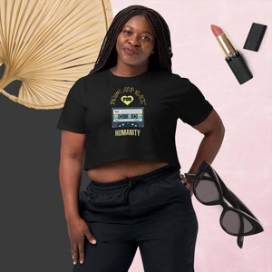Drum and Bass For Humanity Crop Top: Combed Cotton Relaxed Fit