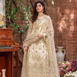 Embroidered Pakistani Indian Salwar Kameez Sharara Style Wedding Party Wear Dress for Women Organza Desi Clothes Punjabi Suit Dresses USA UK