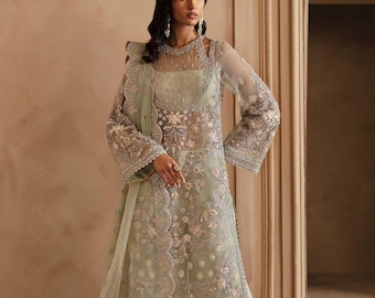 Light Green Embroidered Salwar Kameez: Pakistani Wedding Outfit
