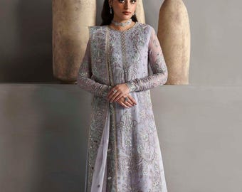 Robe Sharara de créateur pour mariée, tenue de fête de mariage pakistanaise et indienne, ensemble brodé, costume punjabi