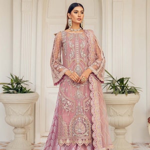 Light Purple Salwar Kameez Flapper Style Pakistani Indian Wedding Party Wear Dress Embroidered Dresses for Women Desi Clothes Punjabi Suit