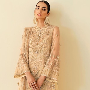 Embroidered Pakistani Indian Salwar Kameez Trouser Style Wedding Party Wear Dress for Women Organza Desi Clothes Punjabi Suit Dresses USA UK