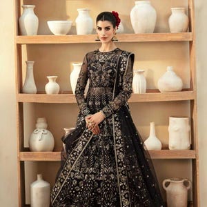 Black Maxi Frock Pakistani Indian Wedding Bridal Dress Party Wear Clothes for Women Guest Outfit Embroidered Eid Dresses Made to Order Suit
