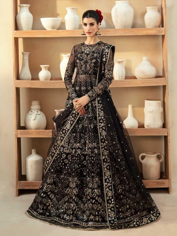 Wedding Guest Black Wedding Dresses Pakistani Black Maxi Frock