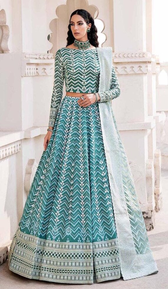 Sky Blue Lehenga Choli Bridal Wedding Engagement Party Wear Dress Pakistani  Indian Clothes Embroidered Outfit Maxi Frock Punjabi Suit - Etsy