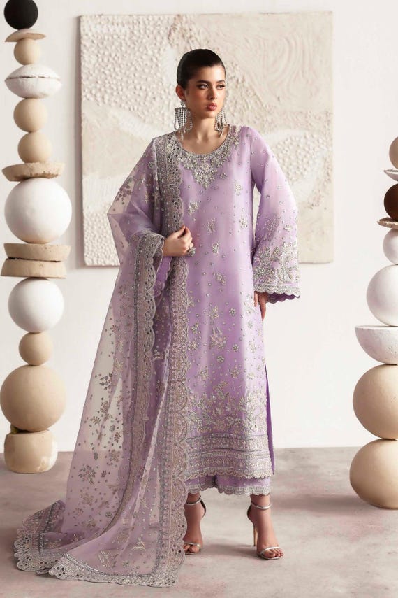 formal punjabi dress Embroidered Silk Salwar Kameez Pakistani Wedding Party Indian Designer Outfit Suit simple punjabi suit design
