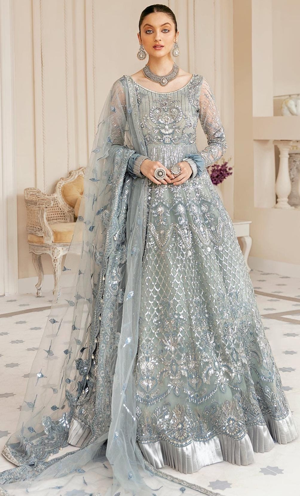 Gray maxi dress for wedding hot sale