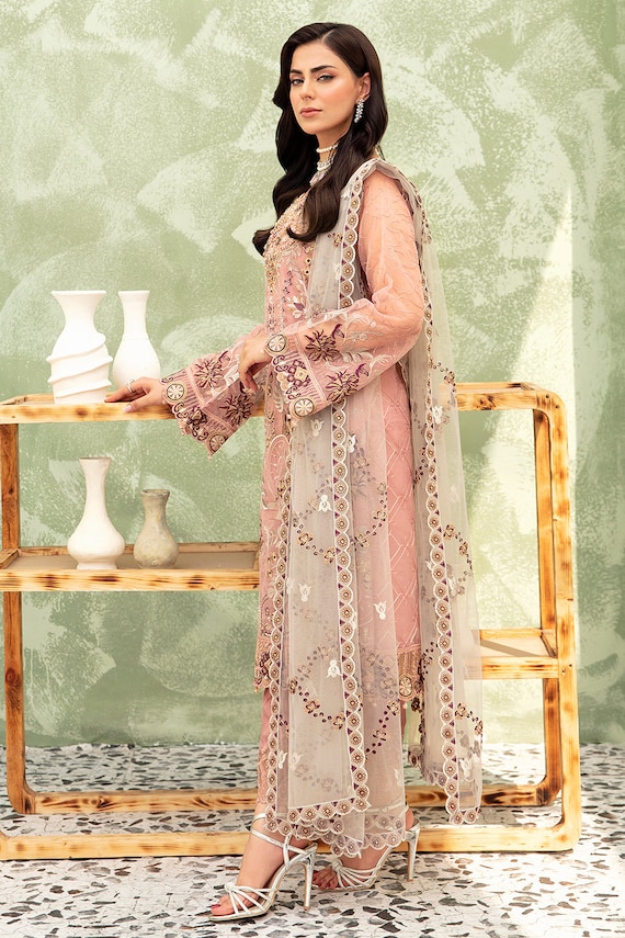 ワンピース Indian/Pakistan Punjabi kurta Dress 3pc Indian Pakistani Wedding Party Wear Dresses Pink Salwar
