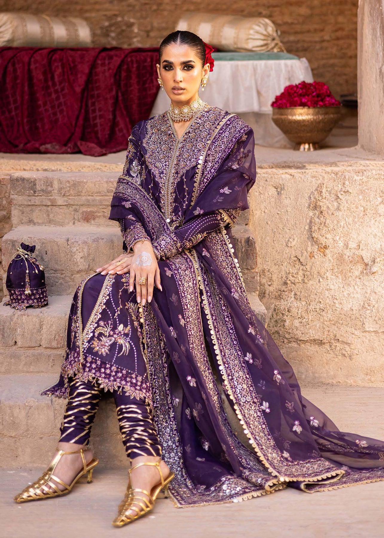 purple silk dress pakistani Purple Silk Embroidered Salwar Kameez: Pakistani Wedding Party Dress Eid