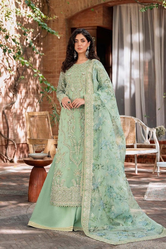 Pista Green Salwar Kameez for Women Flapper Style Dress Pakistani Indian  Wedding Party Wear Clothes Guest Outfit Made to Order Punjabi Suit - Etsy