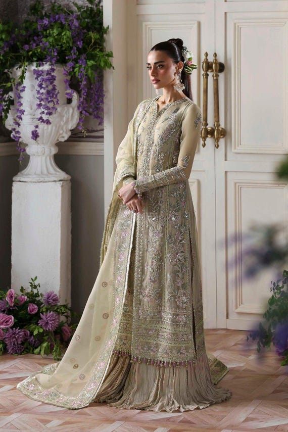 green and purple dress pakistani Zaaviay | Nahal | Eid Collection main image 0