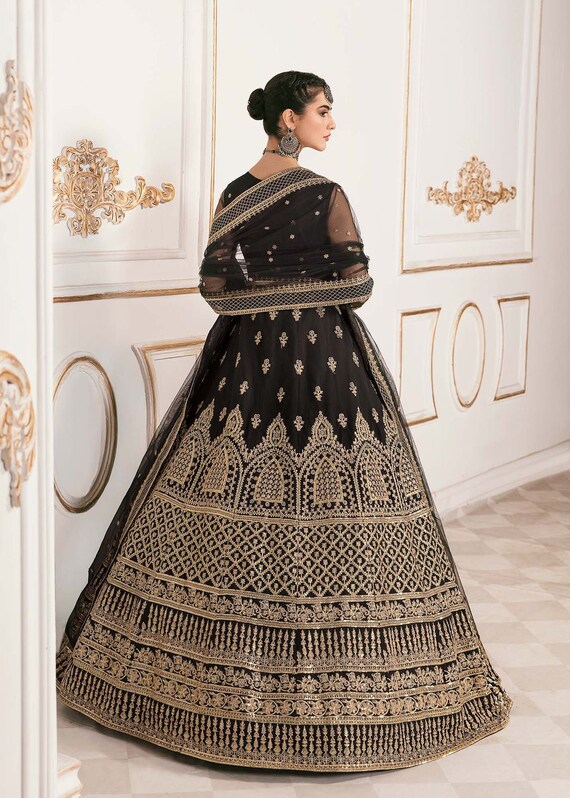 Elegant Black Net Embroidered Maxi Dress for Women Custom Made Pakistani Indian Wedding Outfit Party Wear Custom Made Mehandi Suit USA CA Etsy Canada