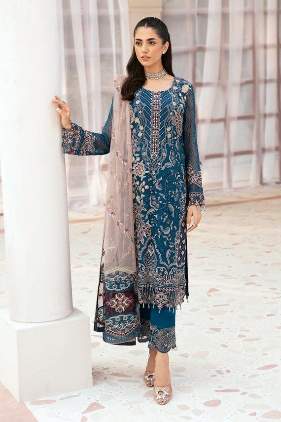 blue dress missguided Buy Blue Formal Suit - Alizeh - Dhaagay Formals '23 - V02D04