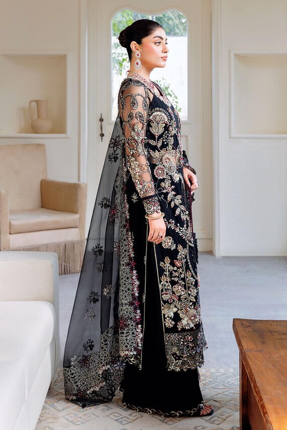 black dress shalwar kameez design Embroidered Salwar Kameez: Indian Pakistani Wedding Outfit stylish kameez design for girl ugly christmas sweater dress sku_348873 embroidered chiffon dupatta that Style:D1037542